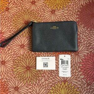 Coach Navy Leather Wristlet